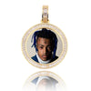 Gold Custom Picture Pendant Necklace With Baguette Border
