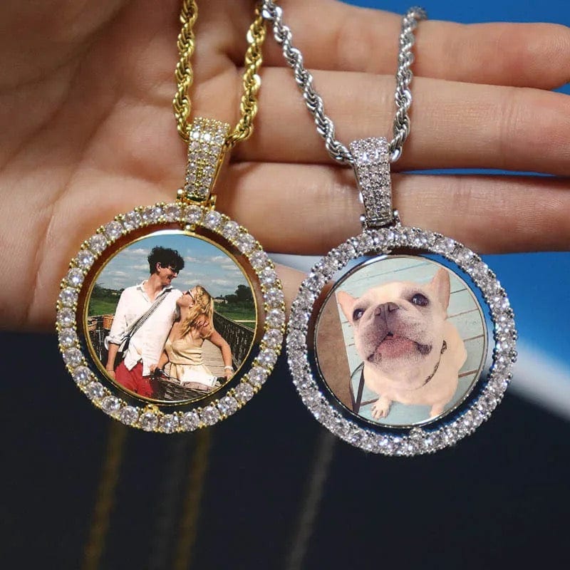 Double-Sided Rotating Picture Pendant Necklace