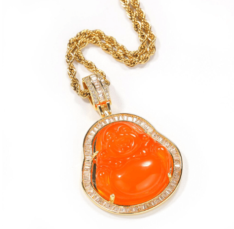 Buddha Pendant Necklace With Gold Border
