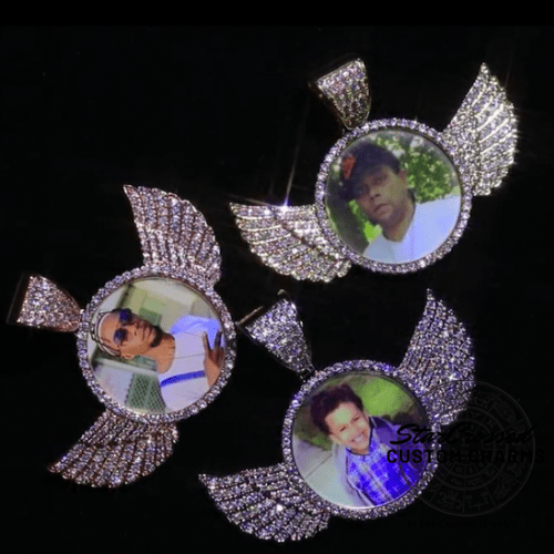 Custom made photo with online wings medallions necklace