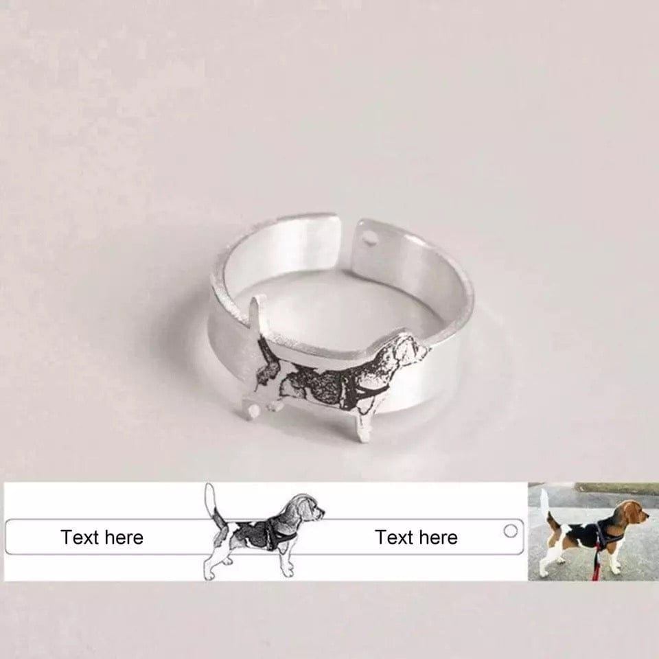 Pet Memorial Ring With Engraving & Photo - One Size Fits All