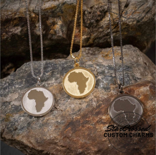 Custom Coin Style Map Necklace For Country, City Or State