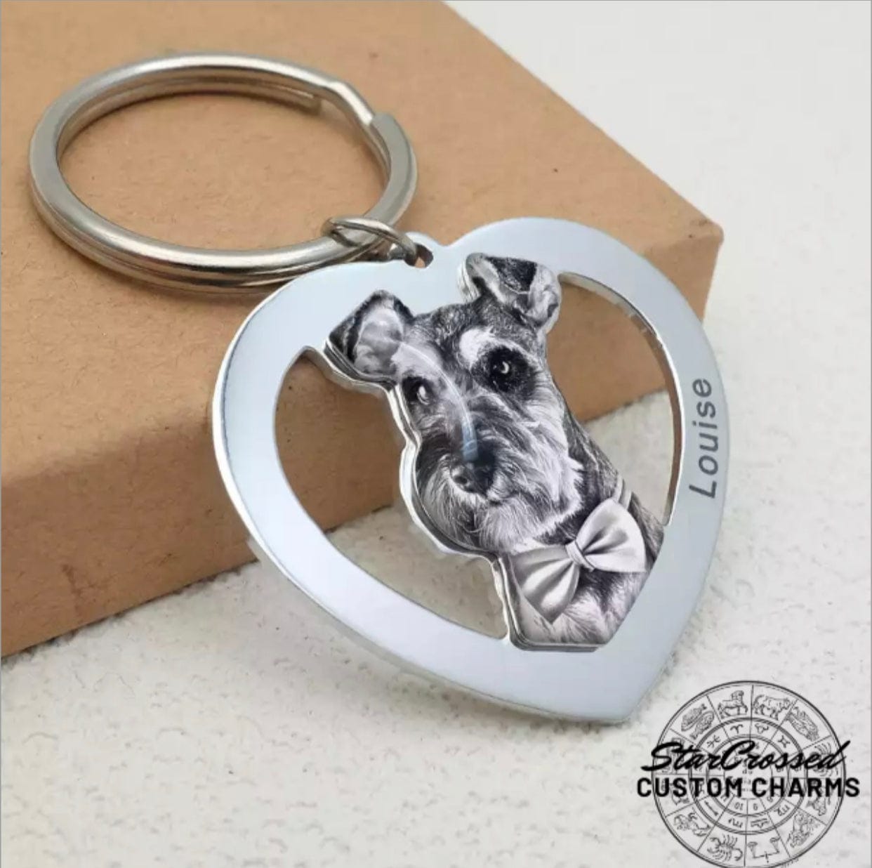 Custom Pet Heart Photo Keychain For Cats Or Dogs