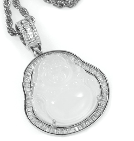 Buddha Pendant Necklace With Gold Border