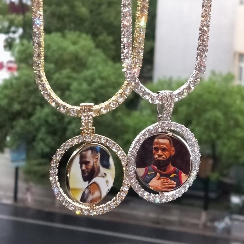 rotating two-sided custom photo pendants