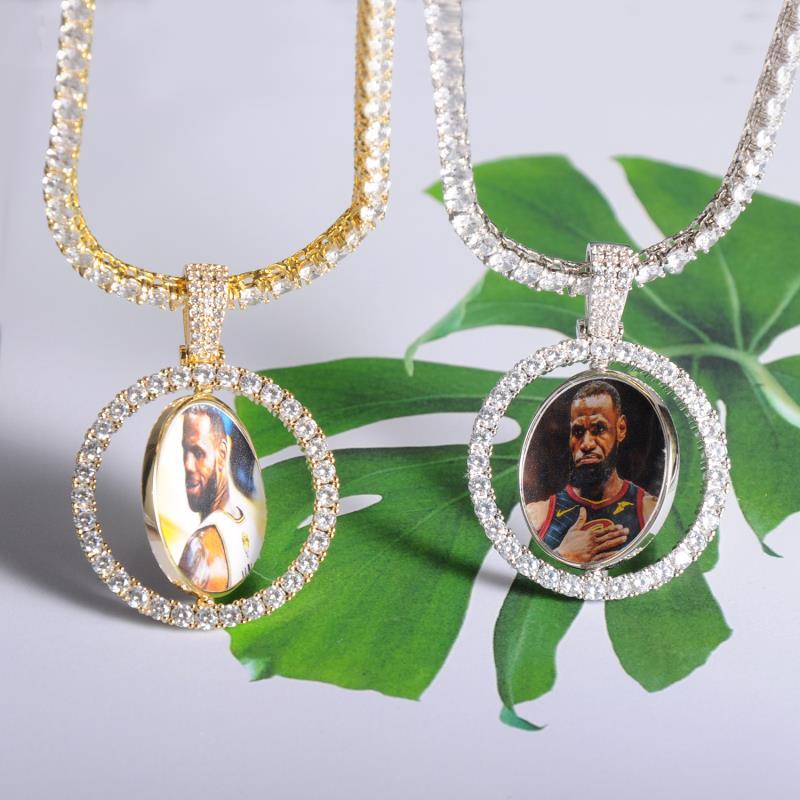 Two-Sided Rotating Custom Photo Pendant Necklace (Small Frame)