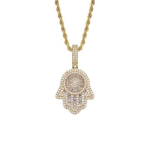 Hamsa Hand Necklace - Gold, Rose Gold & White Gold