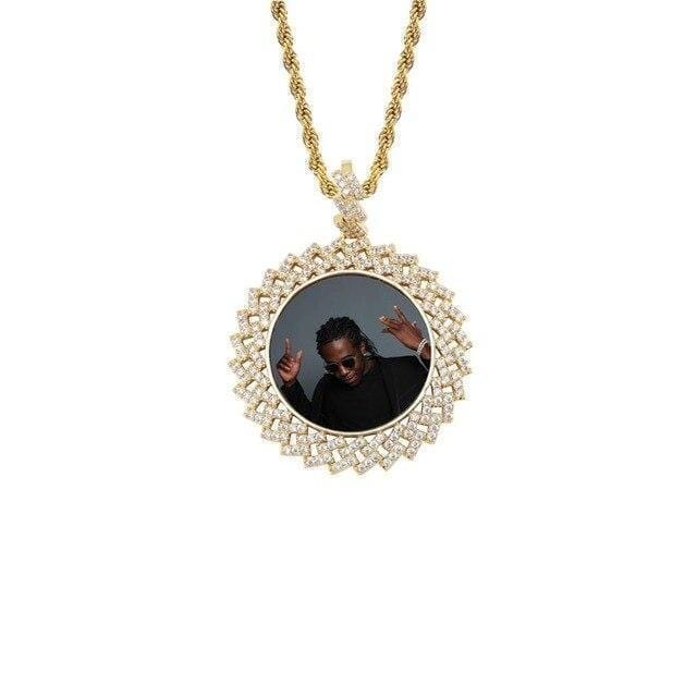 Custom Photo Pendant & Necklace With Cuban Link Frame - Gold, Rose Gold, White Gold