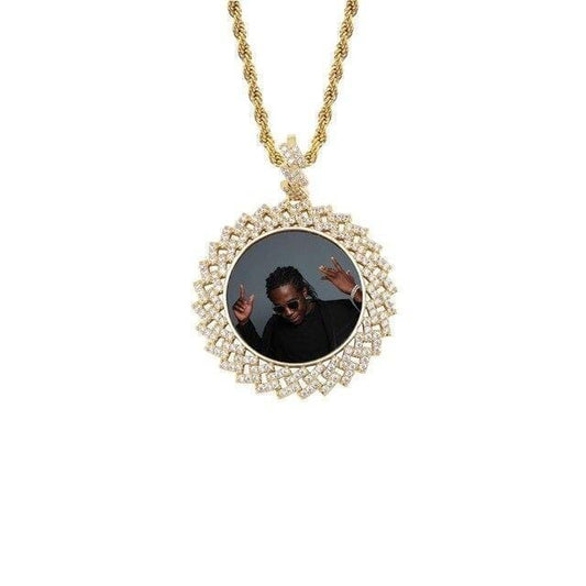 Custom Photo Pendant & Necklace With Cuban Link Frame - Gold, Rose Gold, White Gold