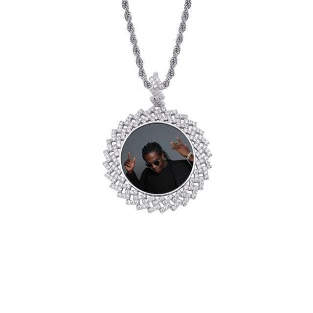 Custom Photo Pendant & Necklace With Cuban Link Frame - Gold, Rose Gold, White Gold
