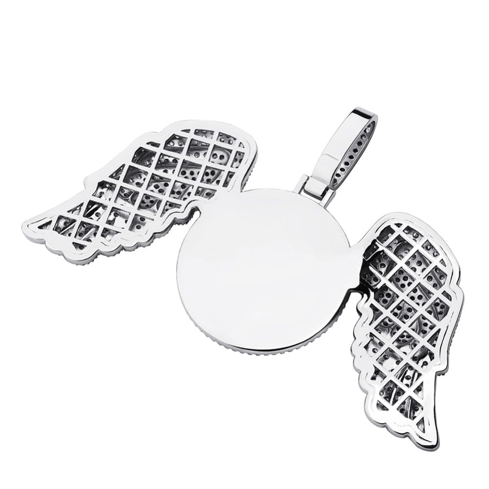 "Gabriels Wings" Custom Photo Pendant Necklace With Long Wings