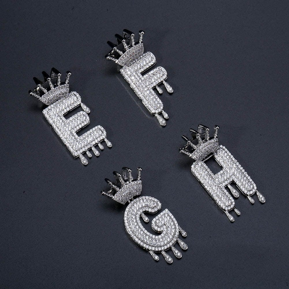 Crowned Drip Initial Necklace & Pendant