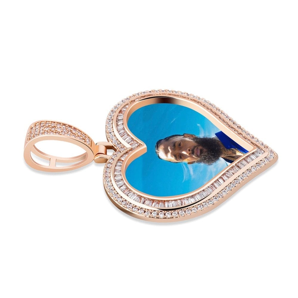 Double Layered Heart Shaped Picture Pendant Necklace