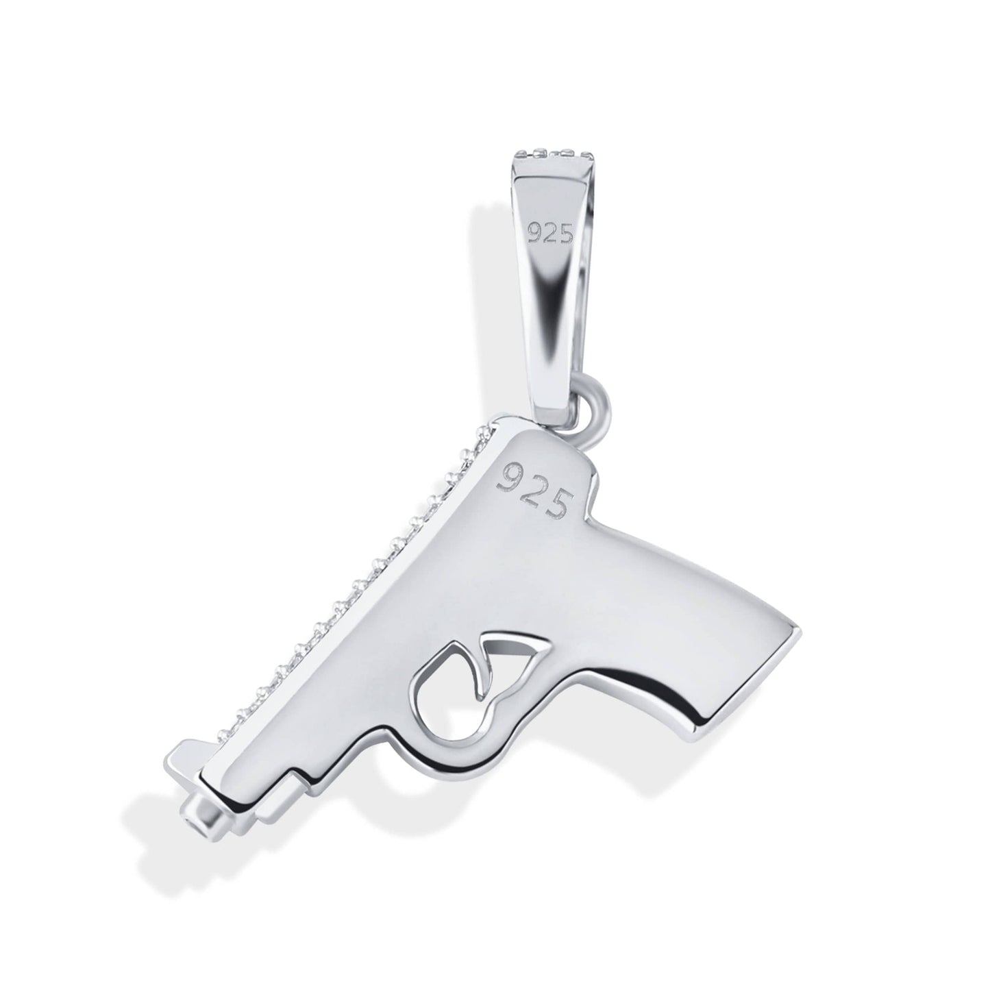 Pistol Pendant Necklace - 100% 925 Sterling Silver