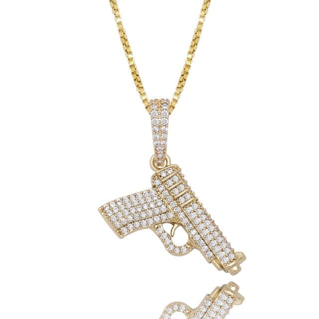 Pistol Pendant Necklace - 100% 925 Sterling Silver
