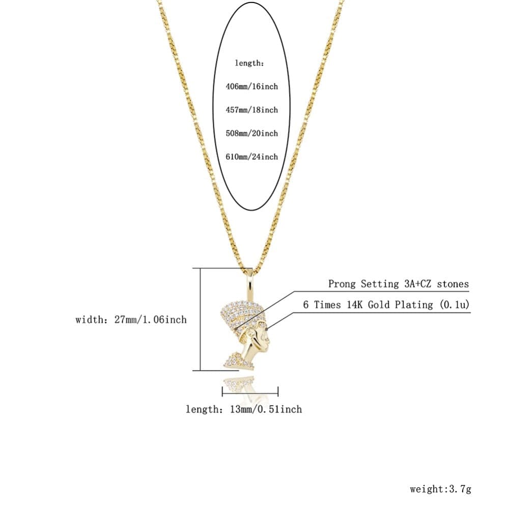 Nefertiti Pendant Necklace - 100% 925 Sterling Silver