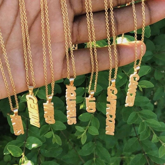 Zodiac Nameplate Necklace - Gold/Silver
