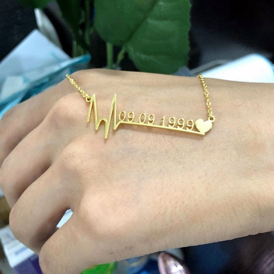 Birthdate & Heartbeat Necklace