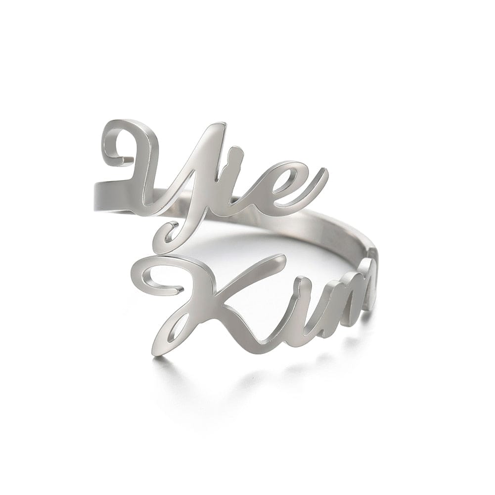 "Eternal Bonds" Personalized Adjustable Double Name Ring