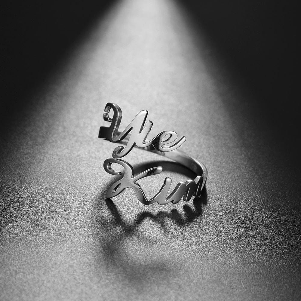 "Eternal Bonds" Personalized Adjustable Double Name Ring