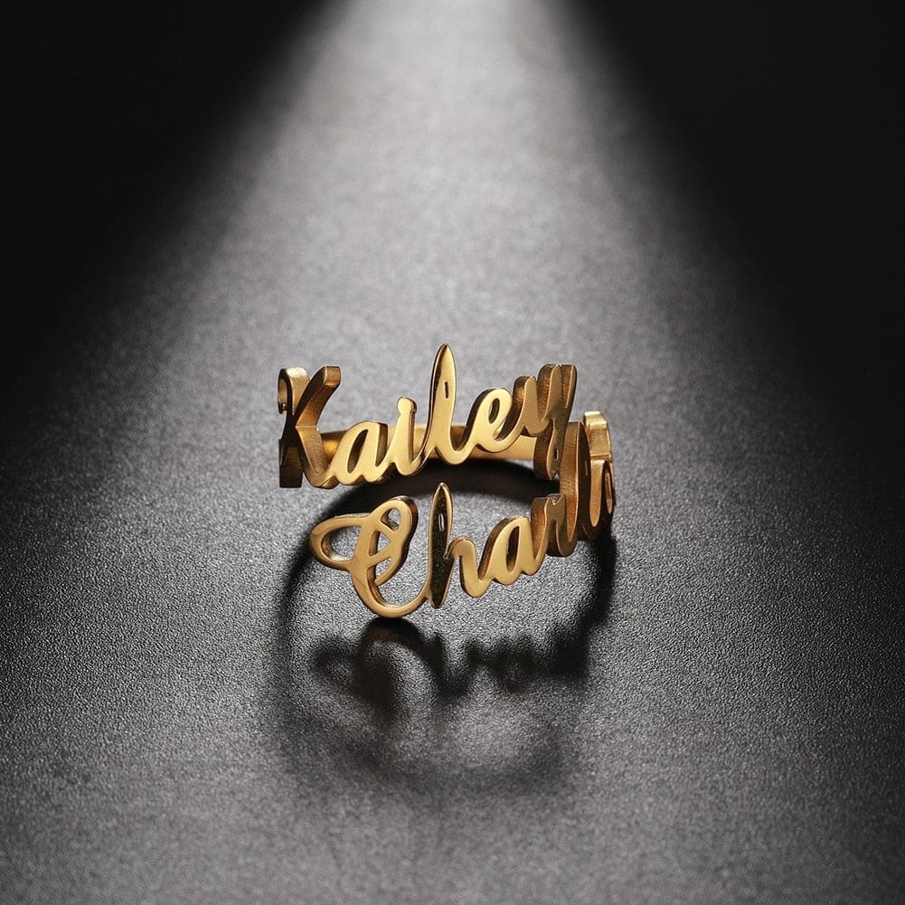 "Eternal Bonds" Personalized Adjustable Double Name Ring
