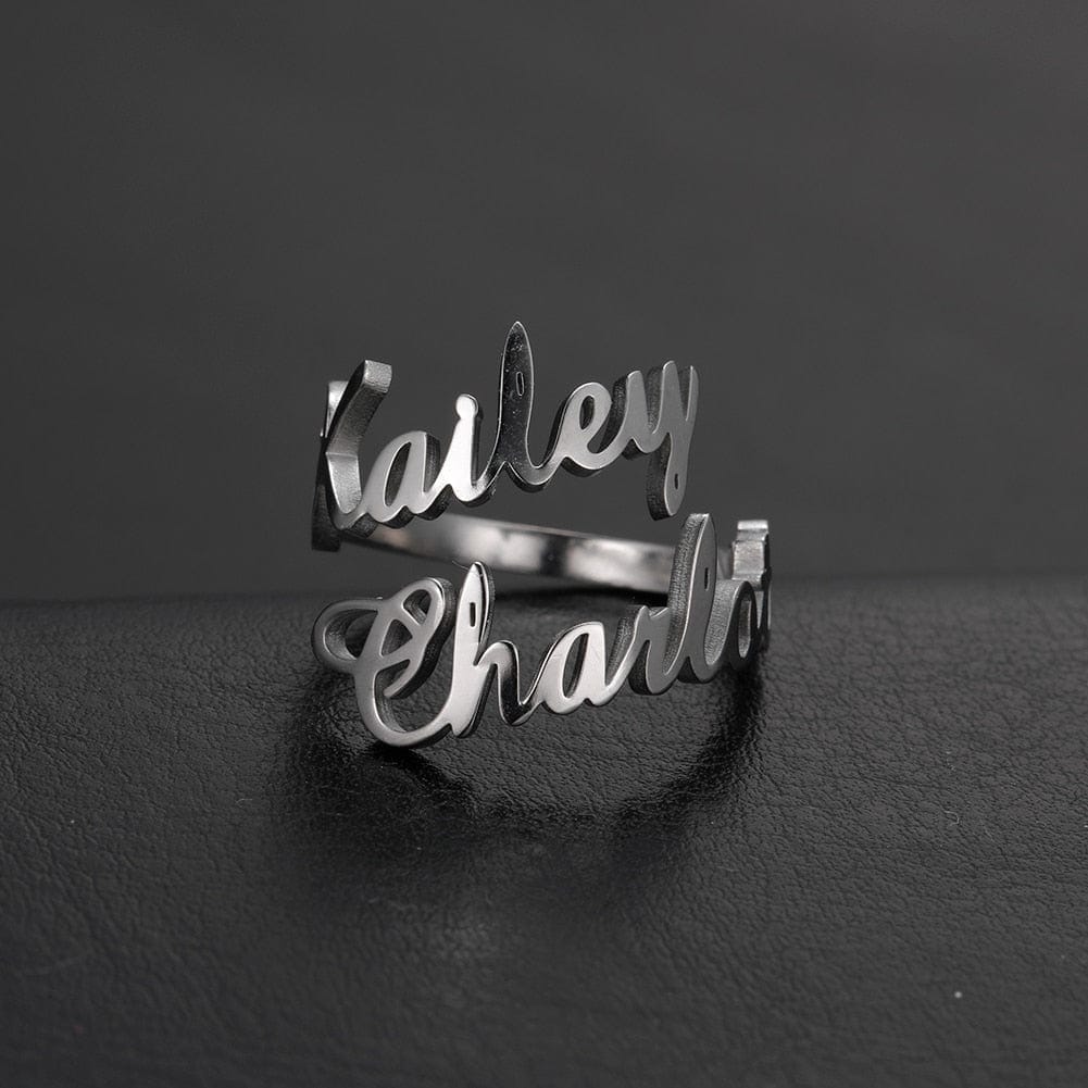 "Eternal Bonds" Personalized Adjustable Double Name Ring