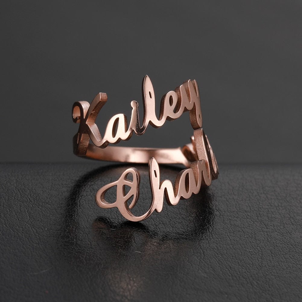 "Eternal Bonds" Personalized Adjustable Double Name Ring