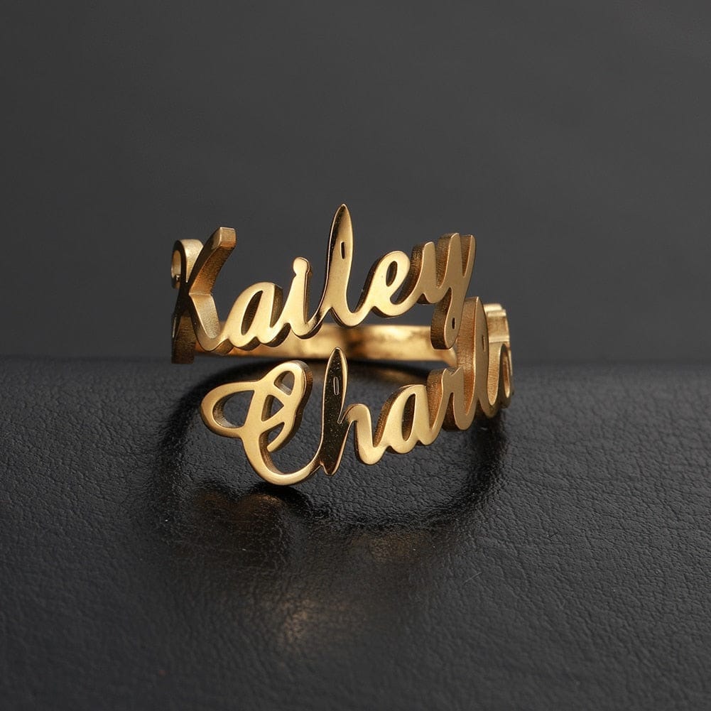 "Eternal Bonds" Personalized Adjustable Double Name Ring