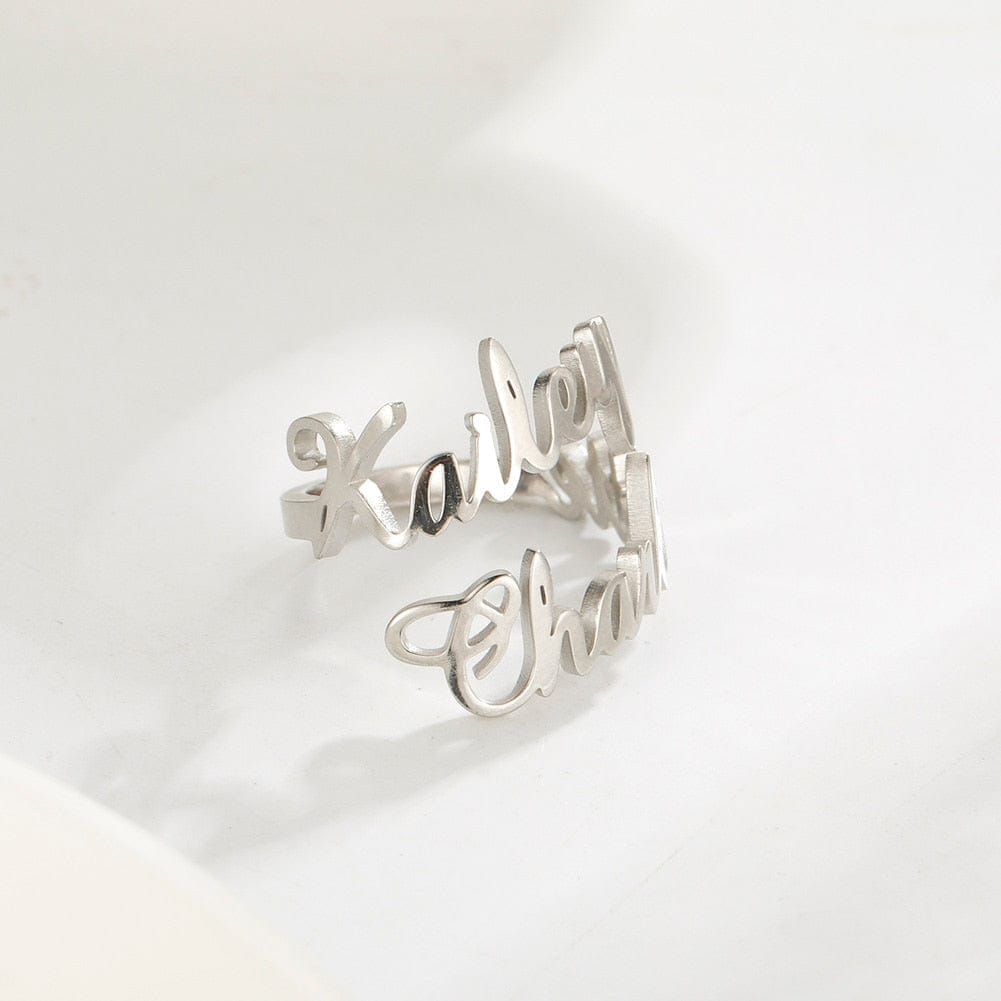 "Eternal Bonds" Personalized Adjustable Double Name Ring