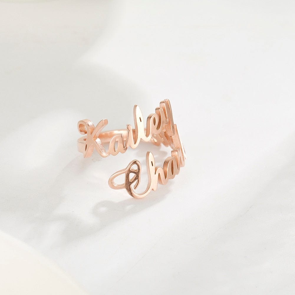 "Eternal Bonds" Personalized Adjustable Double Name Ring