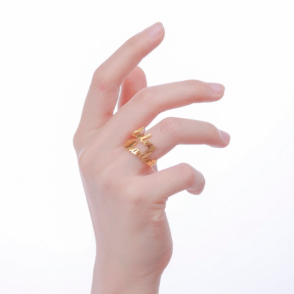 "Eternal Bonds" Personalized Adjustable Double Name Ring