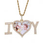 Custom "I Love You" Heart Photo Pendant Necklace