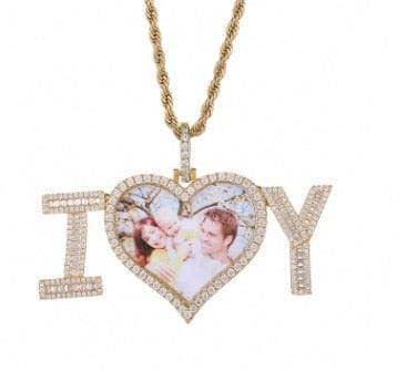 Custom "I Love You" Heart Photo Pendant Necklace