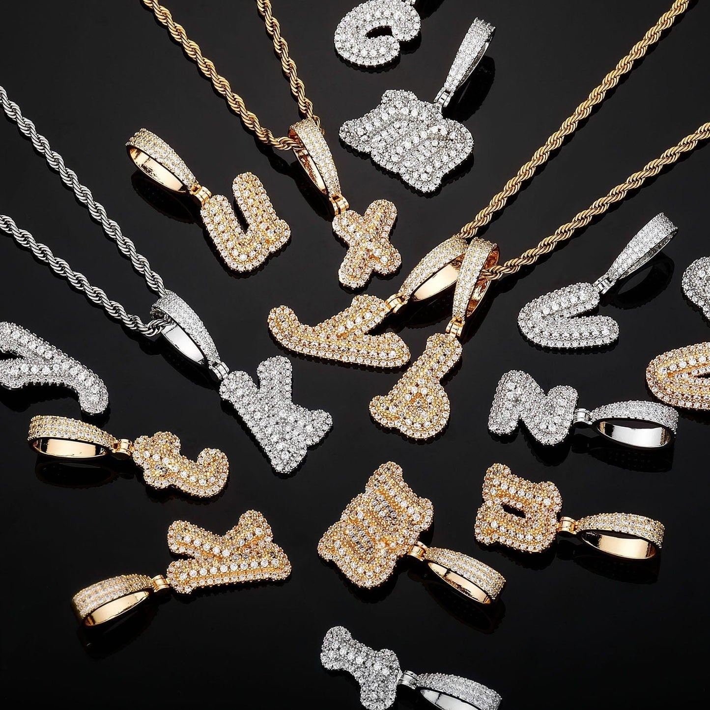 A-Z Double Layer Initial/Letter Pendant Necklaces - Gold & Silver