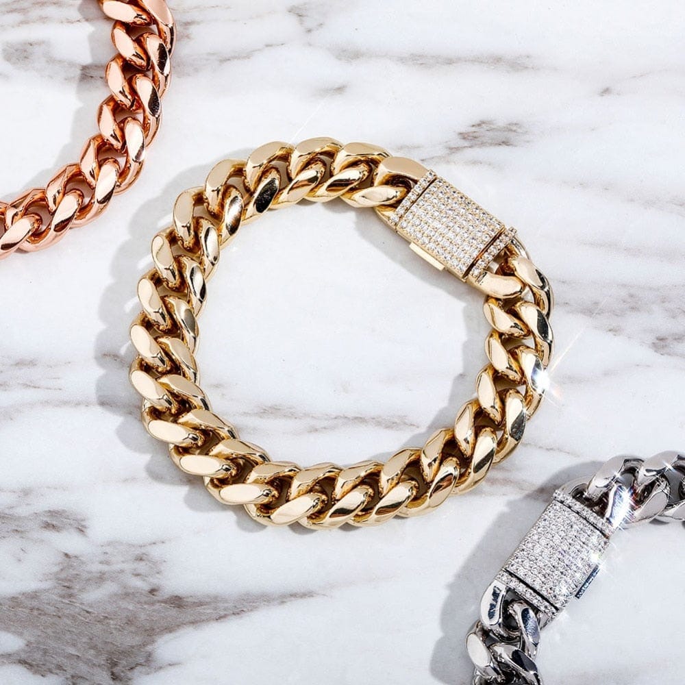 10MM Heavy Miami Cuban Link Bracelet With Iced Clasp