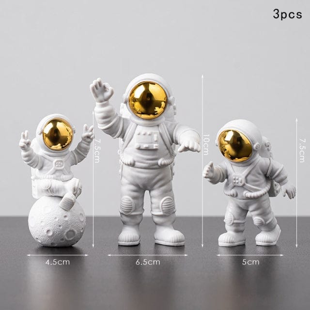 3 Piece Astronaut Action Figures and Moon - Room Decor