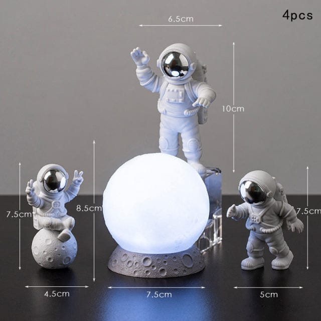 3 Piece Astronaut Action Figures and Moon - Room Decor