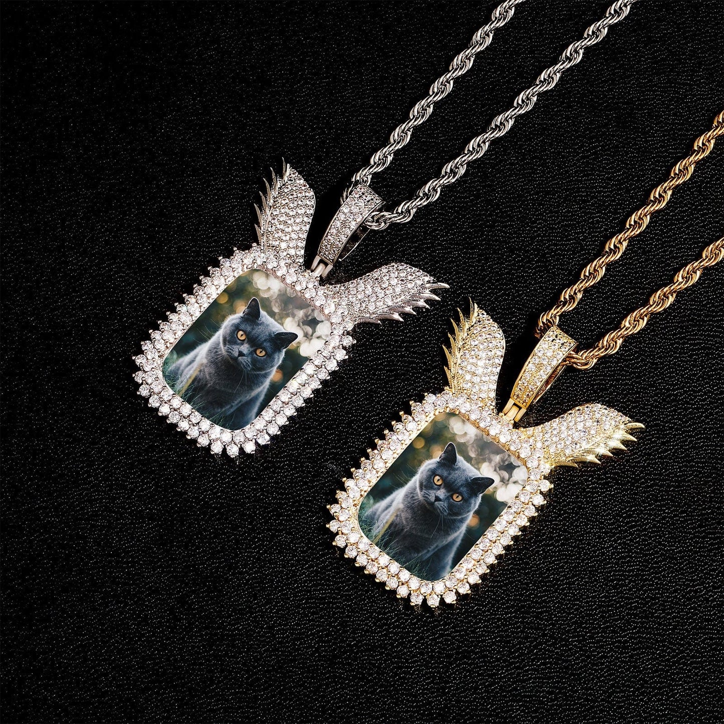 Custom Winged Dog Tag Photo Pendant Necklace