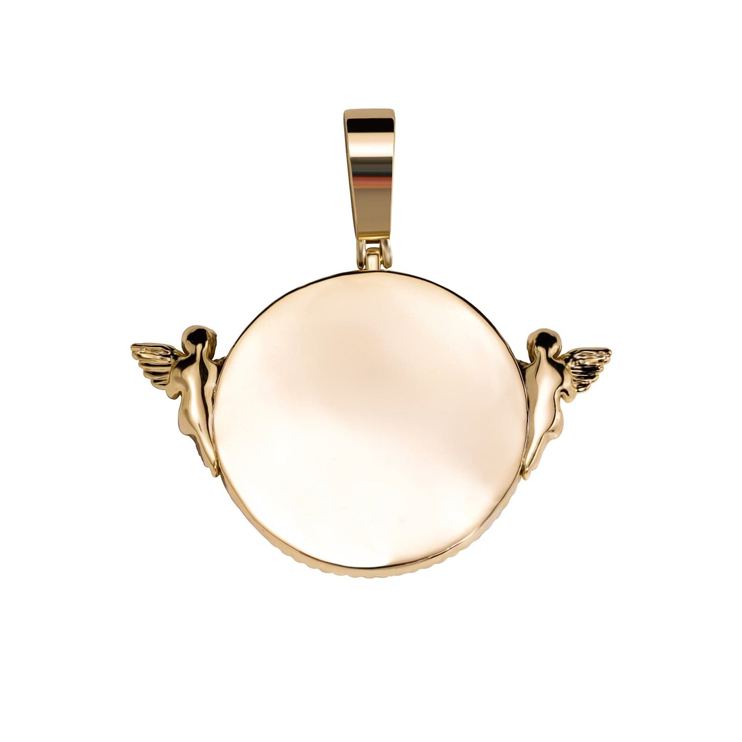 Custom Round Photo Pendant Necklace With Two Angels