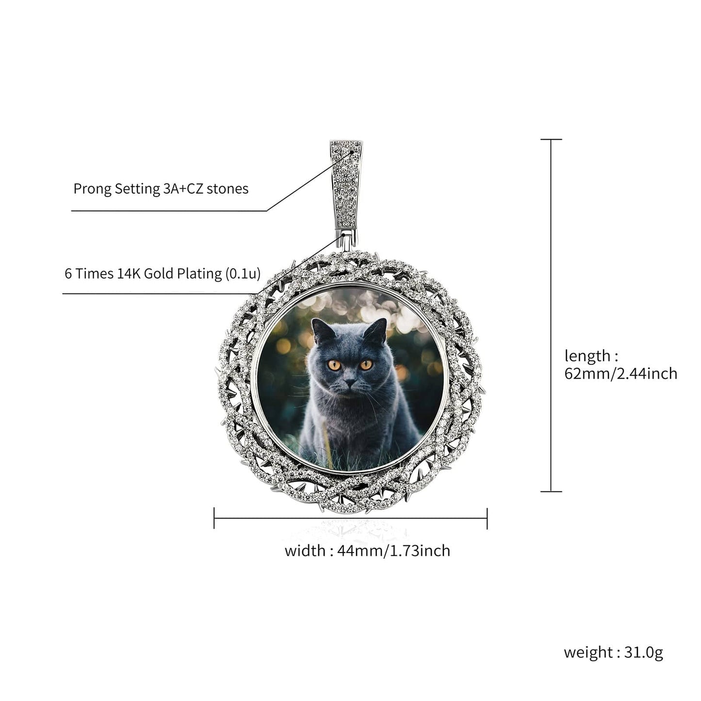 Custom Round Braided Wreath Photo Pendant Necklace