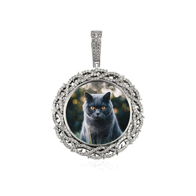 Custom Round Braided Wreath Photo Pendant Necklace
