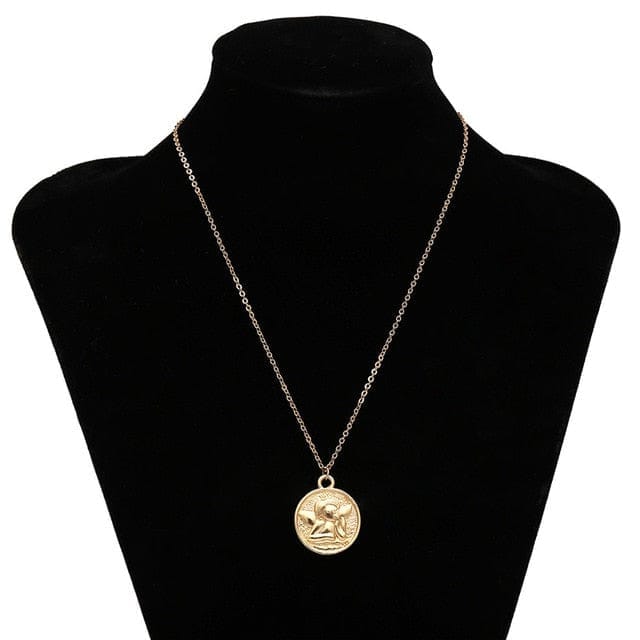 Vintage Carved Coin Pendant Necklaces