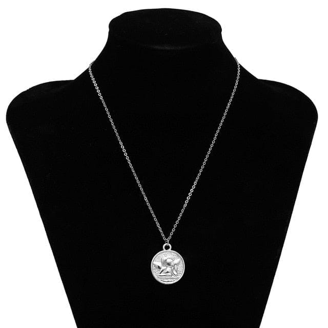 Vintage Carved Coin Pendant Necklaces