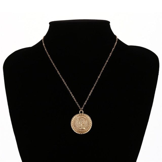 Vintage Carved Coin Pendant Necklaces