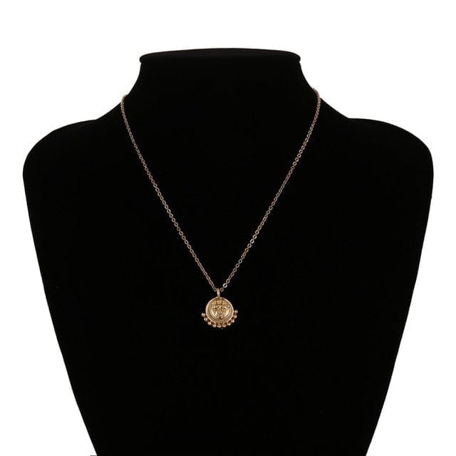 Vintage Carved Coin Pendant Necklaces