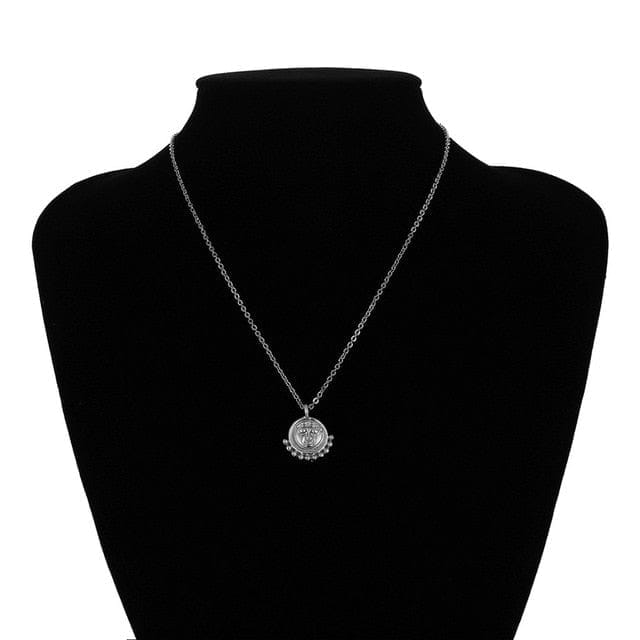 Vintage Carved Coin Pendant Necklaces