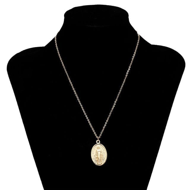 Vintage Carved Coin Pendant Necklaces