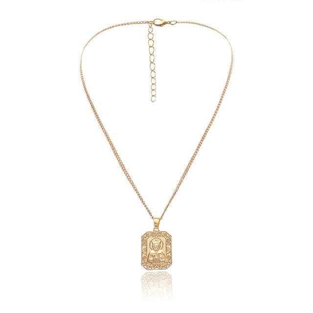 Vintage Carved Coin Pendant Necklaces