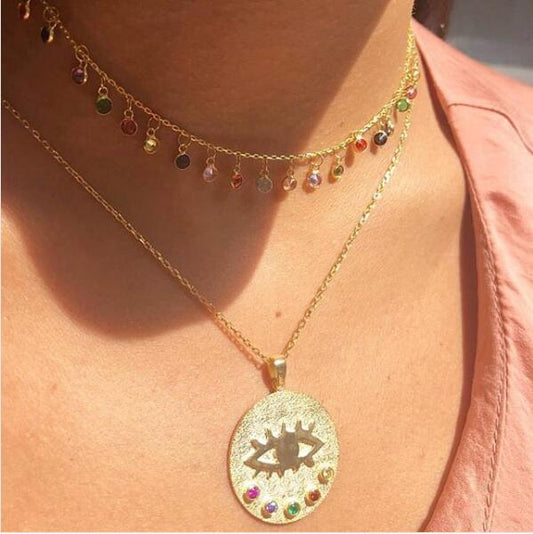 Gold Lucky Third Eye Pendant Necklace