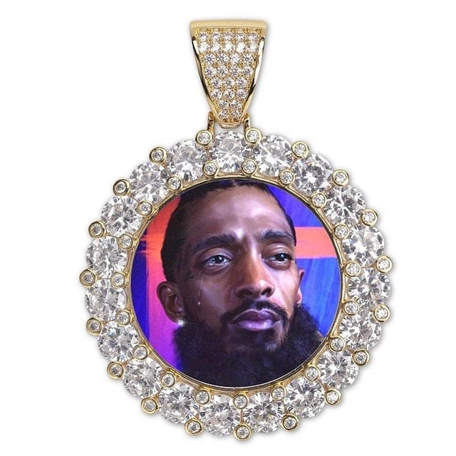 Custom Photo Pendant Necklace With Bouquet Style Setting